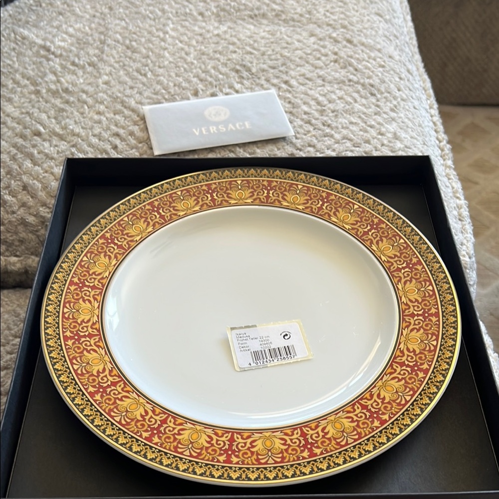 Versace Luxurious Red and Gold Dinner Plate